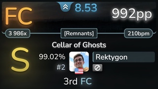 8.5 Rektygon | Kardashev - Cellar of Ghosts Remnants % (#2 992pp FC) - osu!