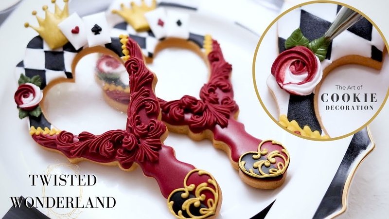 Satisfying Cookie Decorating, The Queen of Hearts, Heartslabyul Inspired Cookies, Twisted