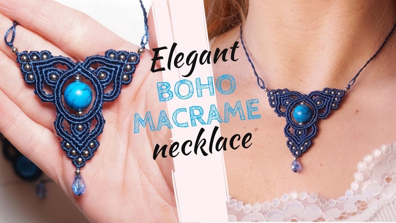 DIY boho beaded macrame necklace, How to make a micro macrame crystal