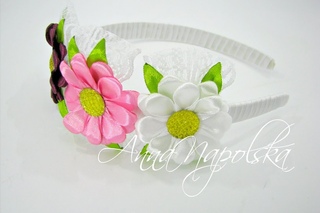 Обруч Весняночка канзаши. Ободок своими руками. Spring headband kanzashi