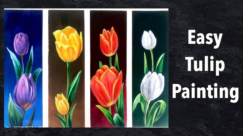 Tulip Painting, How to Paint Easy Flowers, Art Lobby Acrylic Painting Tutorial, DEMO