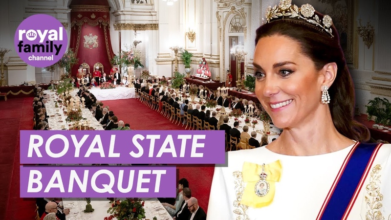 Royal Family Host Sumptuous State Banquet for South Korean