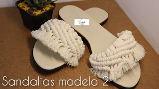 Sandalias tejidas a macram con el nudo festn, muy fciles de tejer