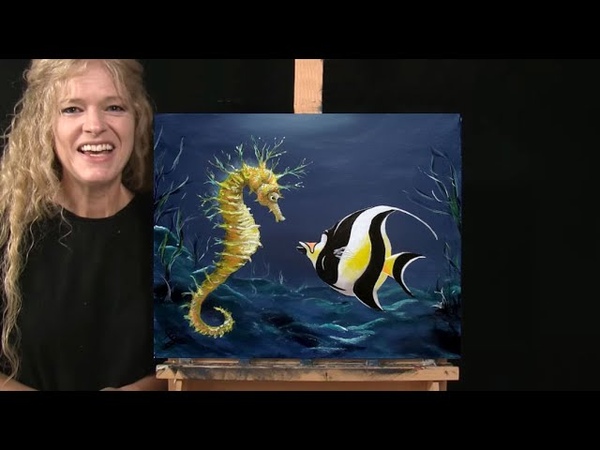 Learn How to Draw Paint OCEAN BUDDIES with Acrylics Paint and Sip at Home Beginner Online