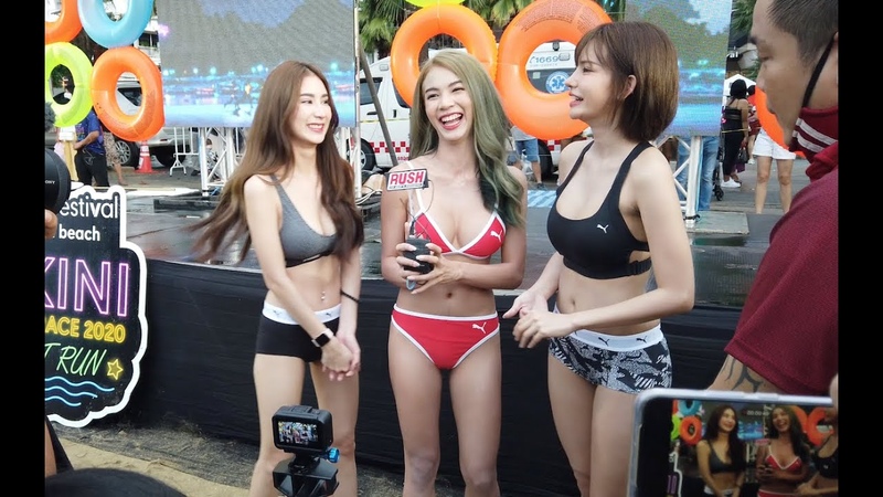Pattaya Beach Bikini Run: Pattaya Is Full Of Thai Girls In Bikinis. The Hottest Event In