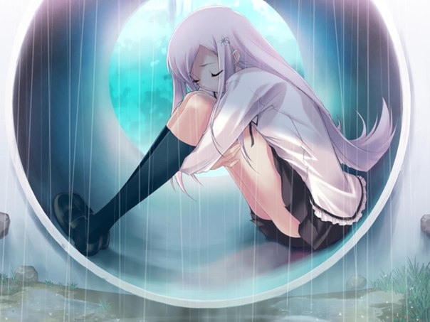 Anime mädchen im regen