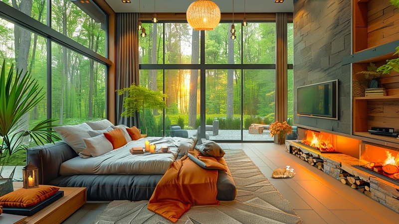 Cozy Spring Morning Bliss Drift Off into Dreamland in Your Luxury Bedroom with Jazz