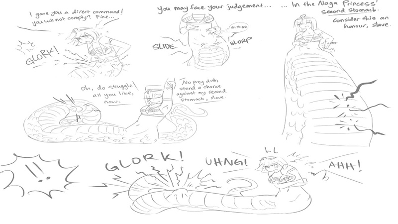 Giantess naga sick and vomit up after swallow tiny