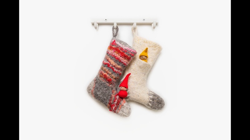 Felted Christmas stocking, Валяем рождественский