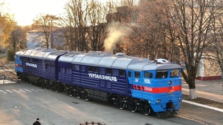 Тепловоз 2ТЭ116-823, запуск и работа дизеля.